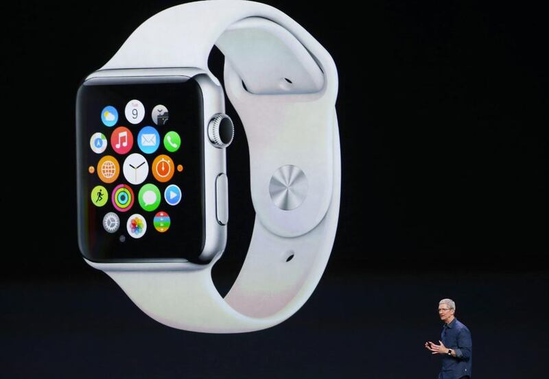 Tim Cook announces the Apple Watch during an Apple special event at the Flint Center for the Performing Arts in Cupertino, California. Justin Sullivan / Getty Images/ AFP