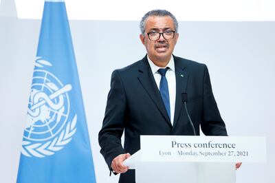 WHO chief Tedros Adhanom Ghebreyesus appealed to Cop26 delegates to act to protect public health. Reuters 