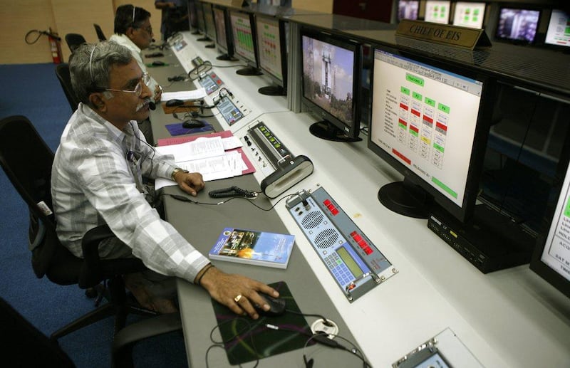 A technician monitors the functions of the Polar Satellite Launch Vehicle (PSLV-C25) at the Satish Dhawan Space Center at Sriharikota, in the southern Indian state of Andhra Pradesh in 2013. Photo: AP