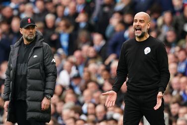 File photo dated 10-04-2022 of Manchester City manager Pep Guardiola (right) and Liverpool manager Jurgen Klopp on the touchline. Meetings between title challengers are often cagey affairs but the 2-2 draw between Manchester City and Liverpool in April was one of the matches of the season, with Jurgen Klopp's side twice coming from a goal down to claim a point. Picture date: Sunday April 10, 2022. Issue date: Friday May 20, 2022.