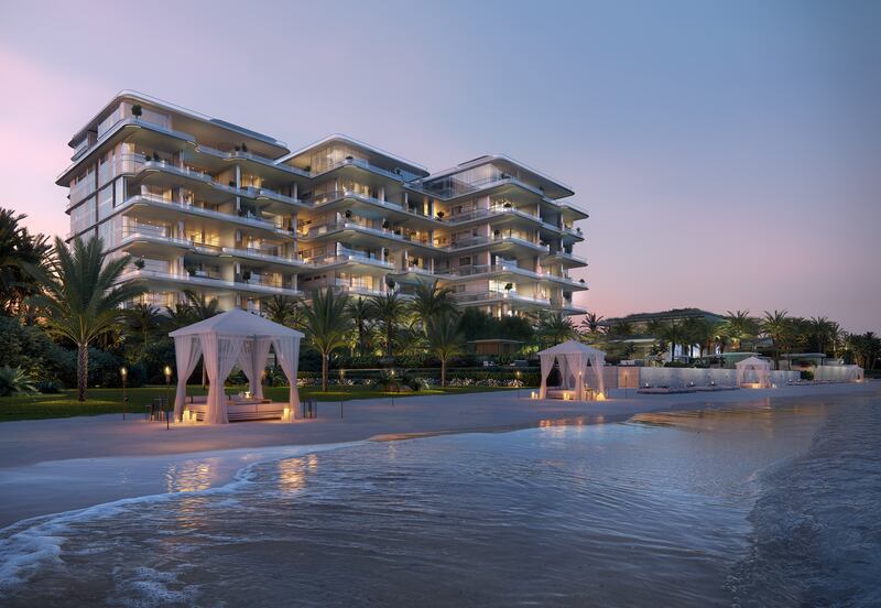 The exterior and beach at night. Photo: Omniyat