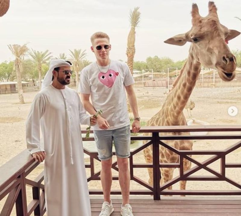 Manchester United's Scott McTominay at Saif Belhasa's zoo in Dubai on May 18. Courtesy Scott McTominay / Instagram