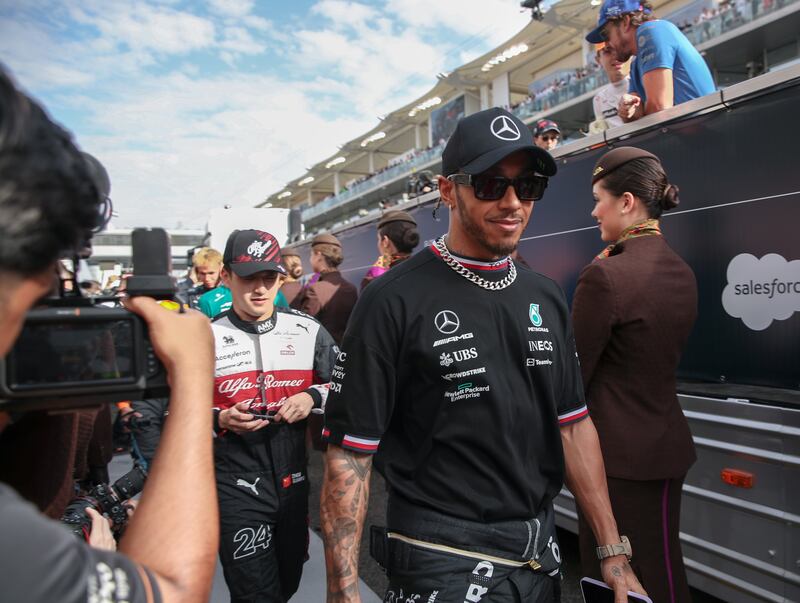 Lewis Hamilton during the End of Year F1 Driver’s Photo Session and Parade 2022. Victor Besa / The National