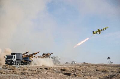 Iran launches a drone carrying a missile last year. The regime has supplied weaponry to Russia for use in Ukraine. AFP