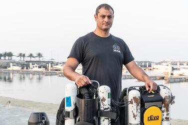 Deep sea diver Simon Nadim at his XR Hub Dive Centre in Fujairah. Mr Nadim has completed dozens of dives to the wreck. Antonie Robertson / The National