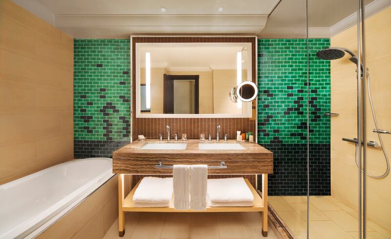 The bathroom inside a seafront family villa.