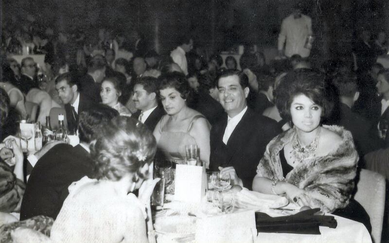 Yusuf Beidas sitting next to Muna Al Solh, mother of Saudi Prince Al Waleed bin Talal, in Beirut in the early 1960s.