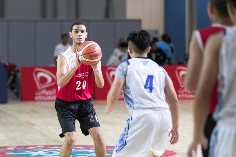 ABU DHABI, UNITED ARAB EMIRATES - MARCH 18, 2018.
Egypt's men basketball team play against Chinese Taipei at IX MENA Special Olympic games held at Abu Dhabi National Exhibition Center.


(Photo: Reem Mohammed/ The National)

Reporter:  Graham
Section:  SP