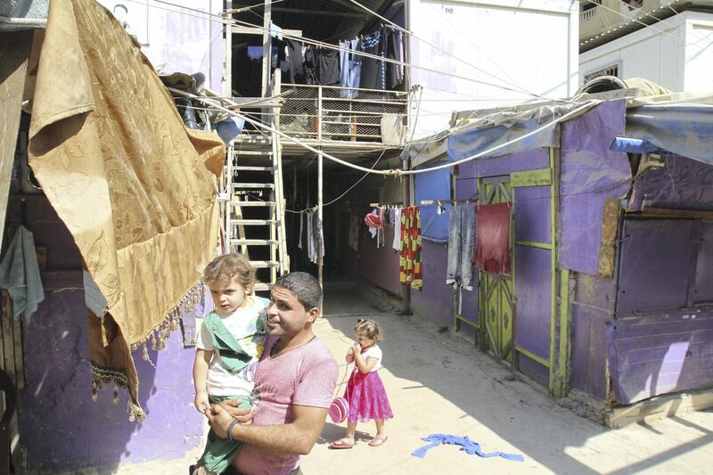 “Temporary” housing in Nahr Al Bared refugee camp that is now five years old. Hundreds of families still occupy the temporary housing while thousands are waiting to return 10 years after the camp was completely destroyed by fighting between the Lebanese military and militants using the camp as a hideout. Sept 1, 2017. 