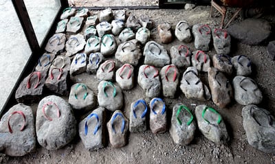 Abdullah Al Saadi, Stone Slippers (Al Zannoba), 2013, installation, mixed media dimensions variable. For a story by Anna Seaman, A&L, March 2014
CREDIT: Courtesy of the artist