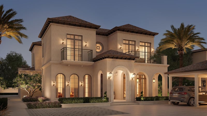 A rendering of a Spanish-style villa at Jubail Island. Courtesy Jubail Island Investment Company