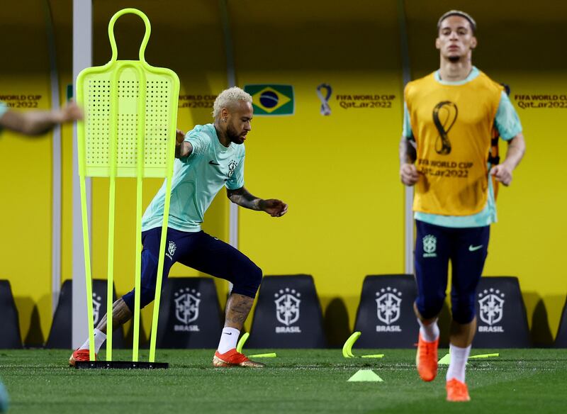 Neymar and Antony during training. Reuters