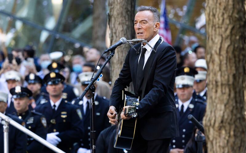 During a ceremony at the 9/11 Memorial, marking the 20th anniversary of the terrorist attacks in New York, on September 11, 2021. EPA