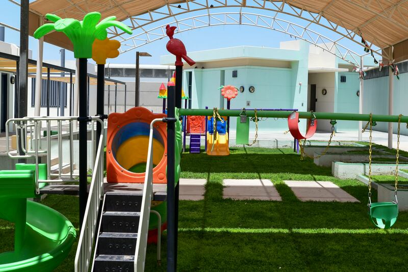 The prison has a playground for the children living in the nursery. 