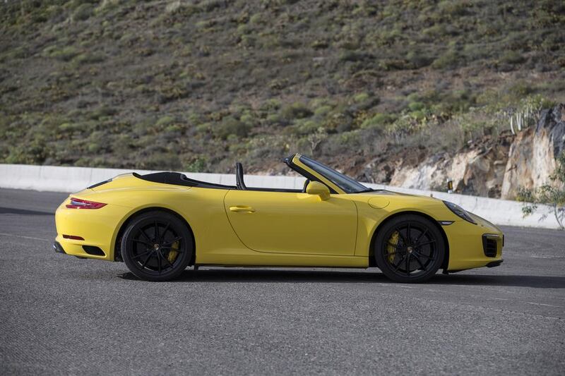 911 Carrera S Cabriolet Racing Yellow. Photographed in Tenerife.Courtesy Porsche