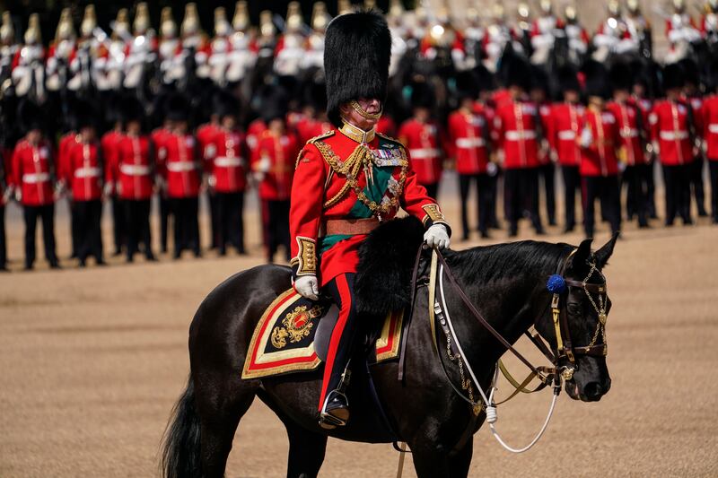 Prince Charles, now king, at Trooping the Colour in 2022