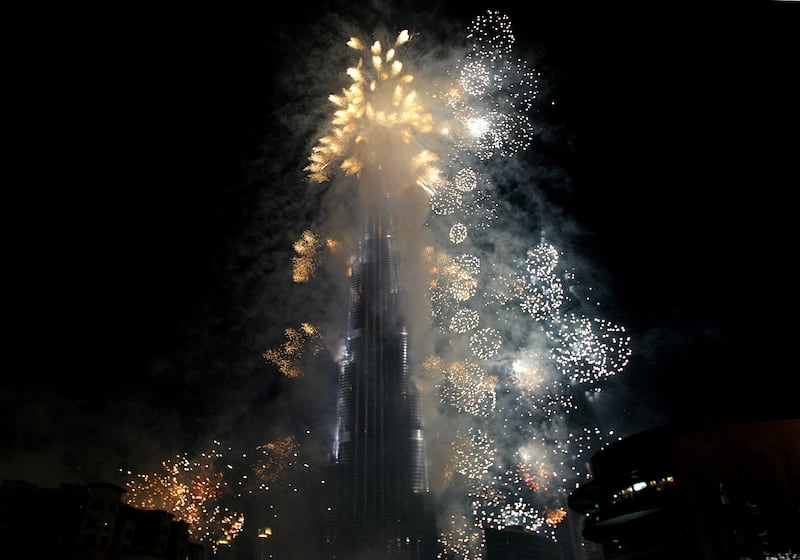 Dubai's Burj Khalifa, the world's tallest skyscraper, is lit by fireworks during its opening ceremony on January 4, 2010. AFP