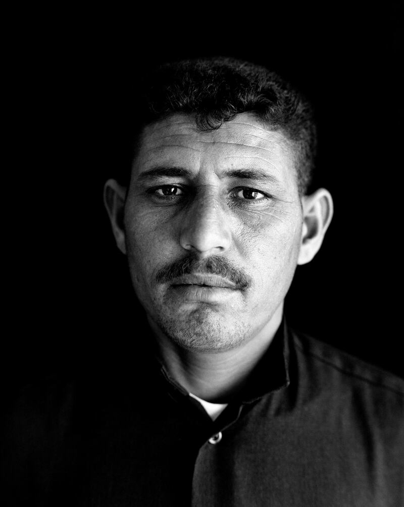 Portrait of Iraqi former detainee. Photo by Chris Bartlett