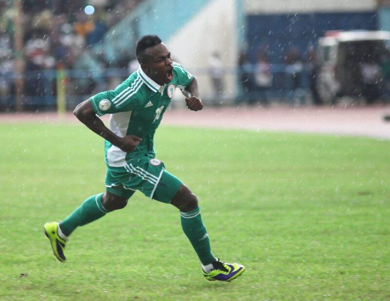 Victor Obinna, after scoring against Ethiopia on Saturday. Sunday Alamba / AP