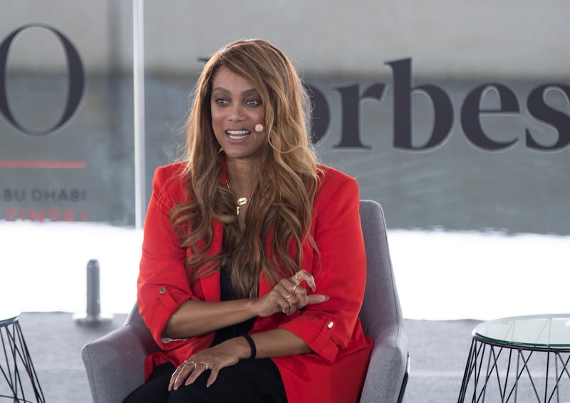 Tyra Banks, an American entrepreneur and supermodel, speaks at the Forbes 30/50 Summit in Abu Dhabi in March 2022. Ruel Pableo for The National