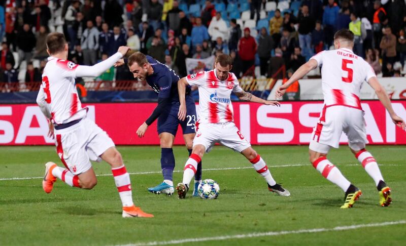 Tottenham Hotspur's Christian Eriksen scores their fourth goal. Reuters