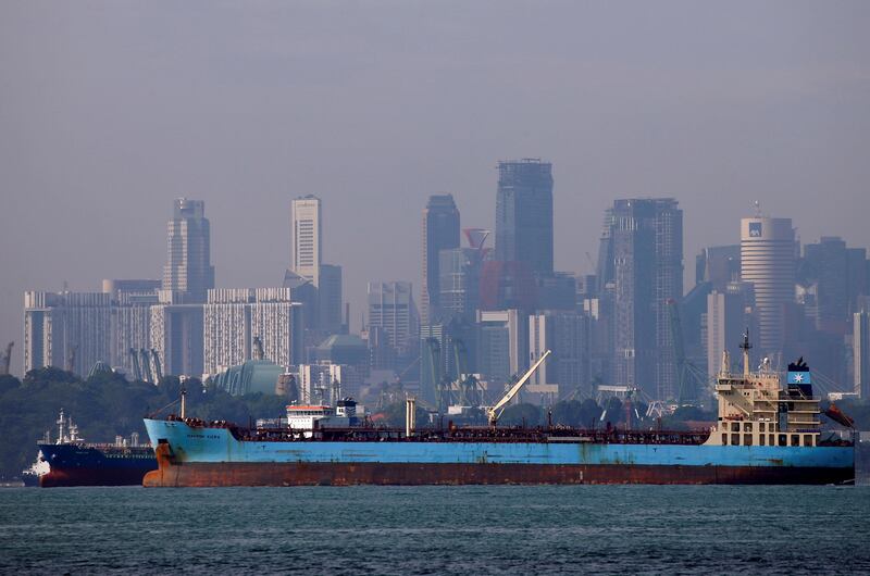 Oil tankers are being used off Singapore to trade crude from. Edgar Su / Reuters