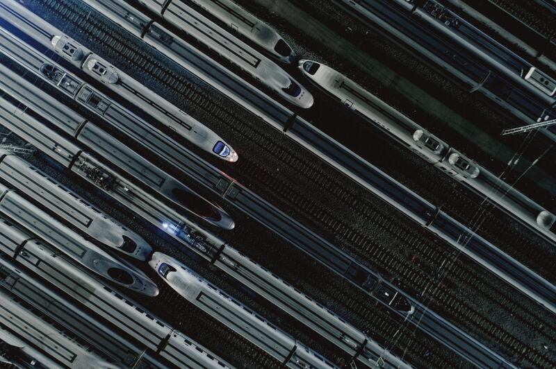 Bullet trains are seen at a high-speed train maintenance base before the Spring Festival travel rush kicks off ahead of Chinese Lunar New Year, in Guangzhou, Guangdong province, China. Reuters