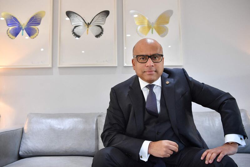 (FILES) In this file photo taken on January 28, 2019 Sanjeev Gupta, head of the GFG (Gupta Family Group) Alliance, poses for a photograph during an interview with AFP in London. 
 Britain's Serious Fraud Office on Friday launched a probe into steelmaker GFG Alliance, focusing partly on links with its collapsed financier Greensill. / AFP / BEN STANSALL
