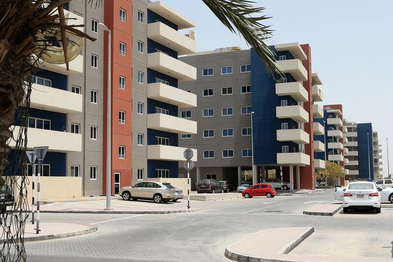 Al Reef Downtown mid- and lower-end apartments: 1BR - Dh83,000 average rental rate, up 3.8% year-on-year. 2BR - Dh104,000 average rental rate, up 4% year-on-year. 3BR - Dh130,000 average rental rate, no change year-on-year. Ravindranath K / The National