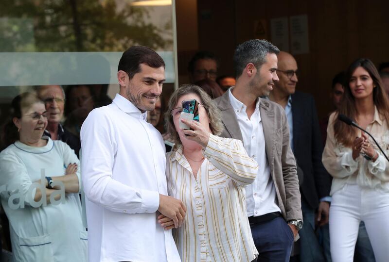 Casillas also met some fans outside the hospital. Luis Vieira / AP Photo