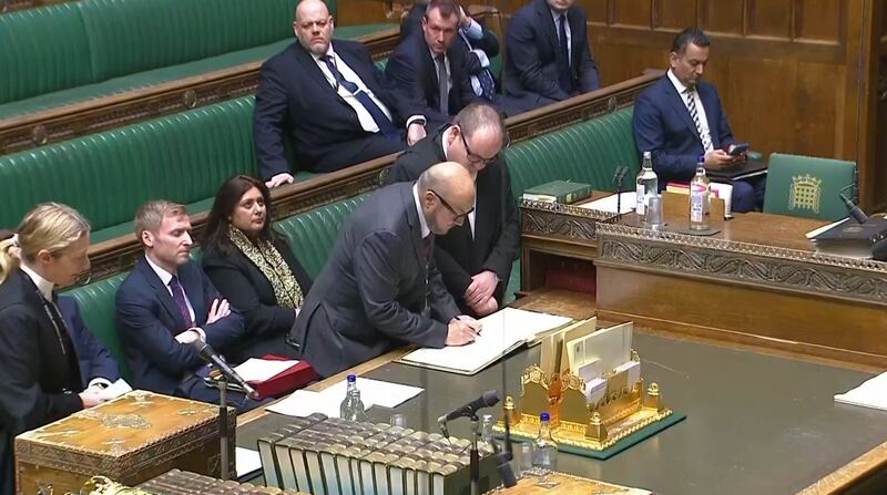 Mr Galloway takes his seat in the House of Commons. House of Commons/UK Parliament/PA Wire