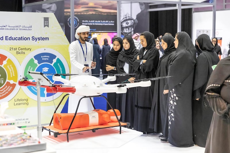 DUBAI, UNITED ARAB EMIRATES. 17 APRIL 2018. STANDALONE from the Think Science fair. Higher College of Technology stand. (Photo: Antonie Robertson/The National) Journalist: None. Section: National.