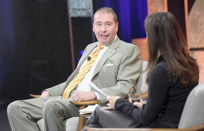 BEVERLY HILLS, CA - OCTOBER 03: CEO of DoubleLine Capital Jeffrey Gundlach and Contributing Editor at Vanity Fair Bethany McLean speak onstage during Vanity Fair New Establishment Summit at Wallis Annenberg Center for the Performing Arts on October 3, 2017 in Beverly Hills, California.   Matt Winkelmeyer/Getty Images/AFP