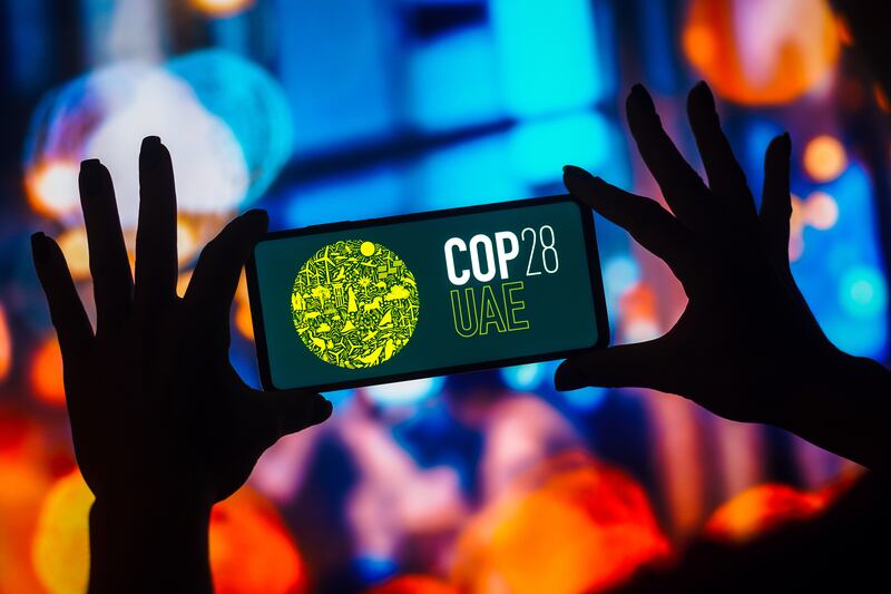 The Cop28 logo. Getty Images