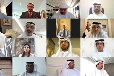 Officials of various Abu Dhabi government entities interacting with each other during the virtual launch of Abu Dhabi Pay. Courtesy Tamm