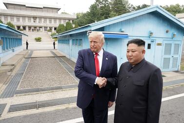 US President Donald Trump meets with North Korean leader Kim Jong-un at the demilitarised zone separating the two Koreas, in Panmunjom, South Korea. Reuters