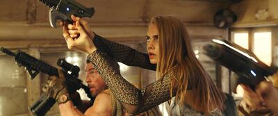 This image released by STX Entertainment shows Cara Delevingne in a scene from "Valerian and the City of a Thousand Planets." (STX Entertainment via AP)