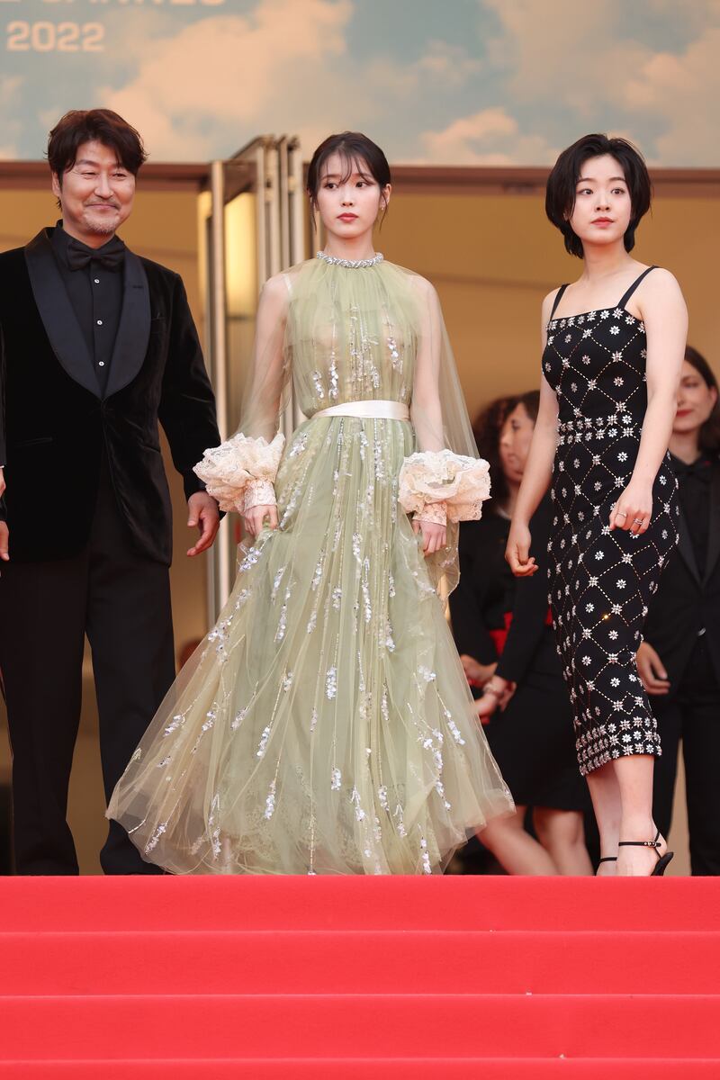 From left, Song Kang-ho, Hee-jin Choi and Joo-Young Lee. Getty Images