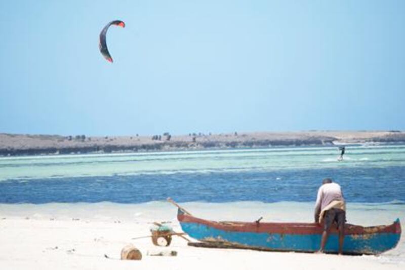 Baie des Sakalava at the northern tip of Madagascar is a popular kitesurfing destination, with excellent sea conditions and winds that rarely fall below 20 knots.