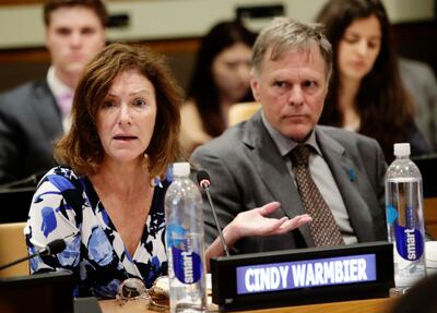  Cindy Warmbier spoke about her son Otto Warmbier during a meeting at the UN headquarters in New York last year. AP