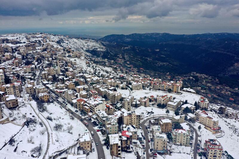 Snow covers the Metn district, east of the Lebanese capital of Beirut. AFP