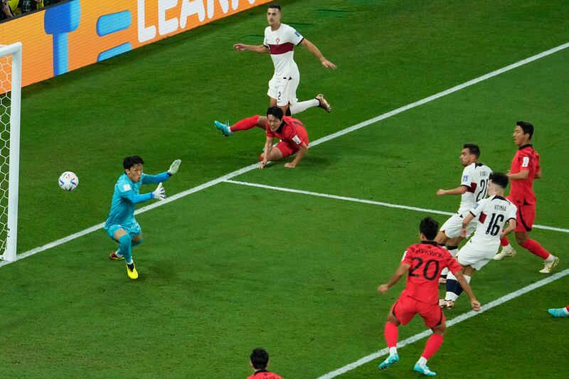 Portugal's Ricardo Horta scores after just five minutes. AP