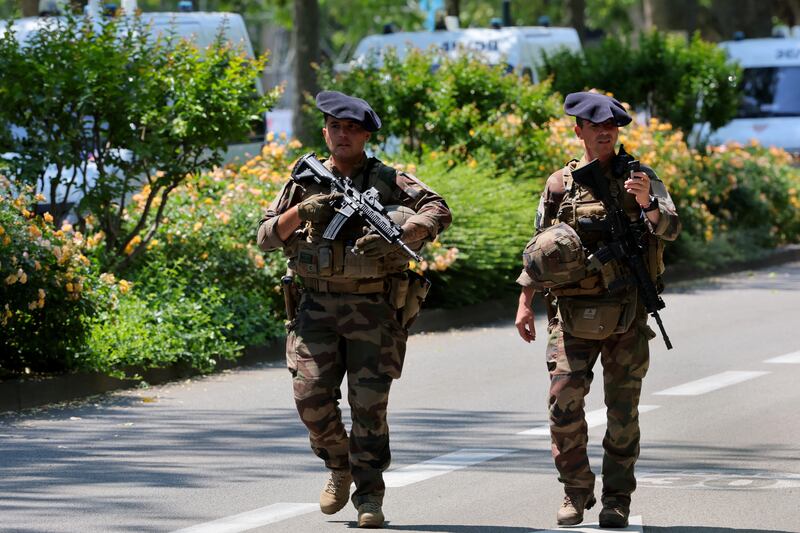French soldiers secure the area after the attack. Reuters