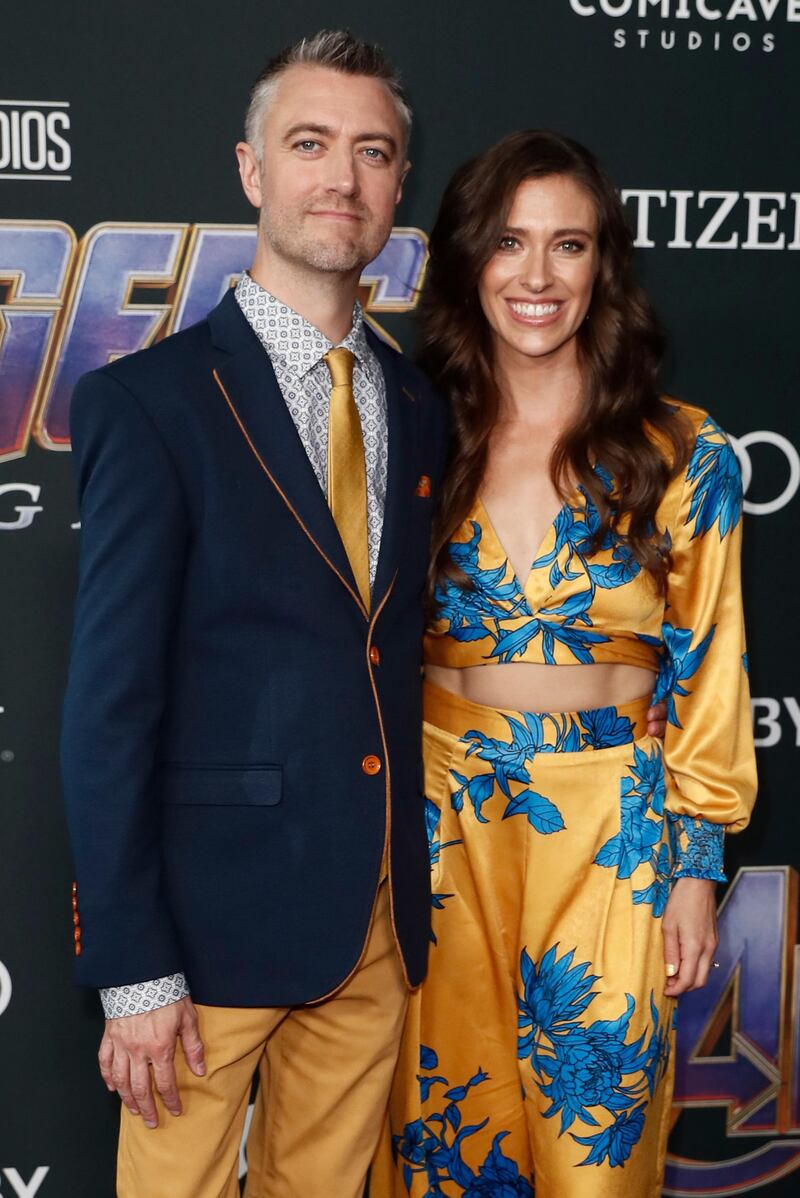 Sean Gunn and Natasha Halevi at the world premiere of 'Avengers: Endgame' at the Los Angeles Convention Center on April 22, 2019. EPA