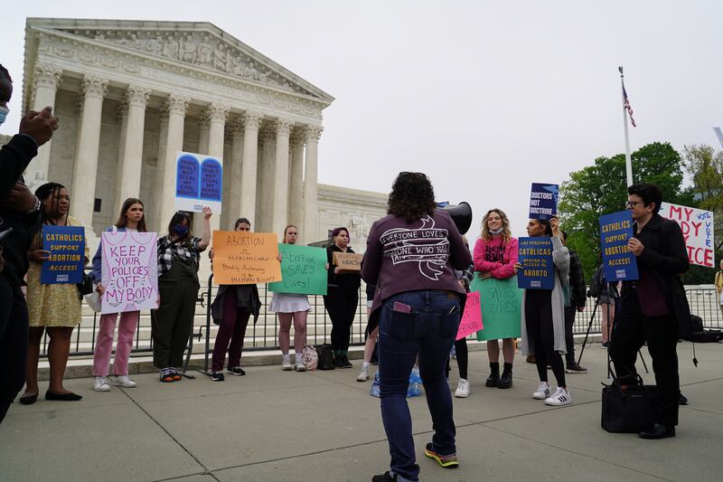 Pro-choice supporters gather in front of the Supreme Court. Willy Lowry / The National