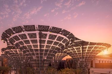 Expo 2020's Thematic Districts at sunset 