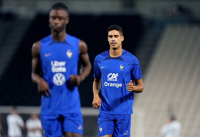 France's Raphael Varane during training session. PA