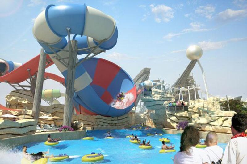 Dawwama: Topping the list is the worldâ€™s first and largest hydromagnetic-powered 6-person Tornado waterslide featuring a long funnel run-in at 238 metres. The 20-metre high funnel uses hydromagnetic power to propel riders uphill. Courtesy Yas Waterworld???