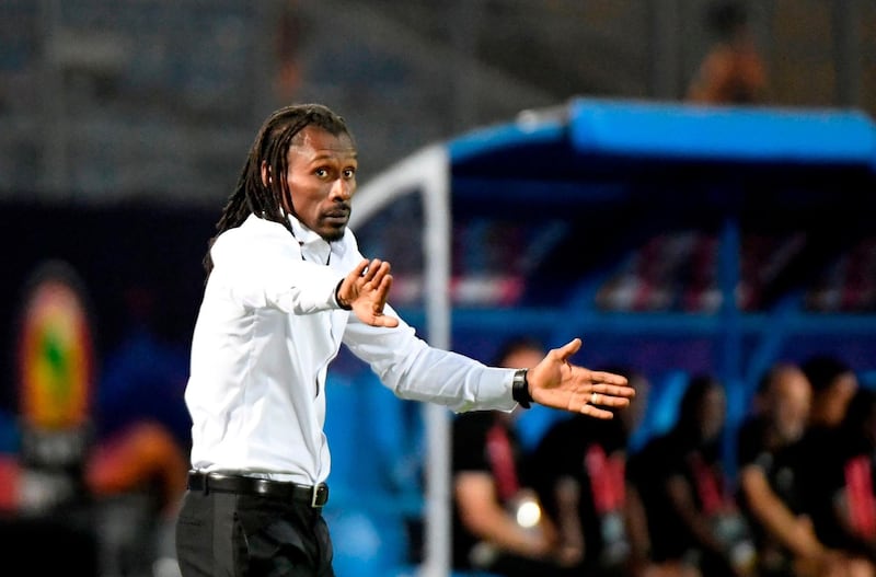 Senegal coach Aliou Cisse gives his instructions from the sidelines. AFP