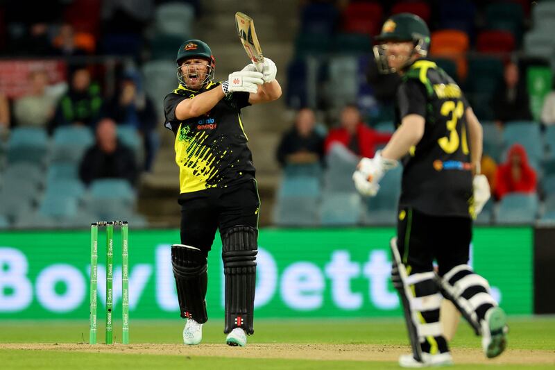 Australia's Aaron Finch plays in the air and is caught out. AFP